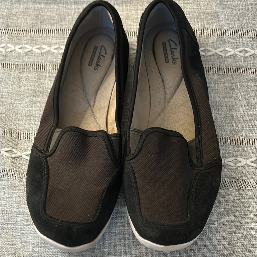 Clarks Black Slip-On Shoes